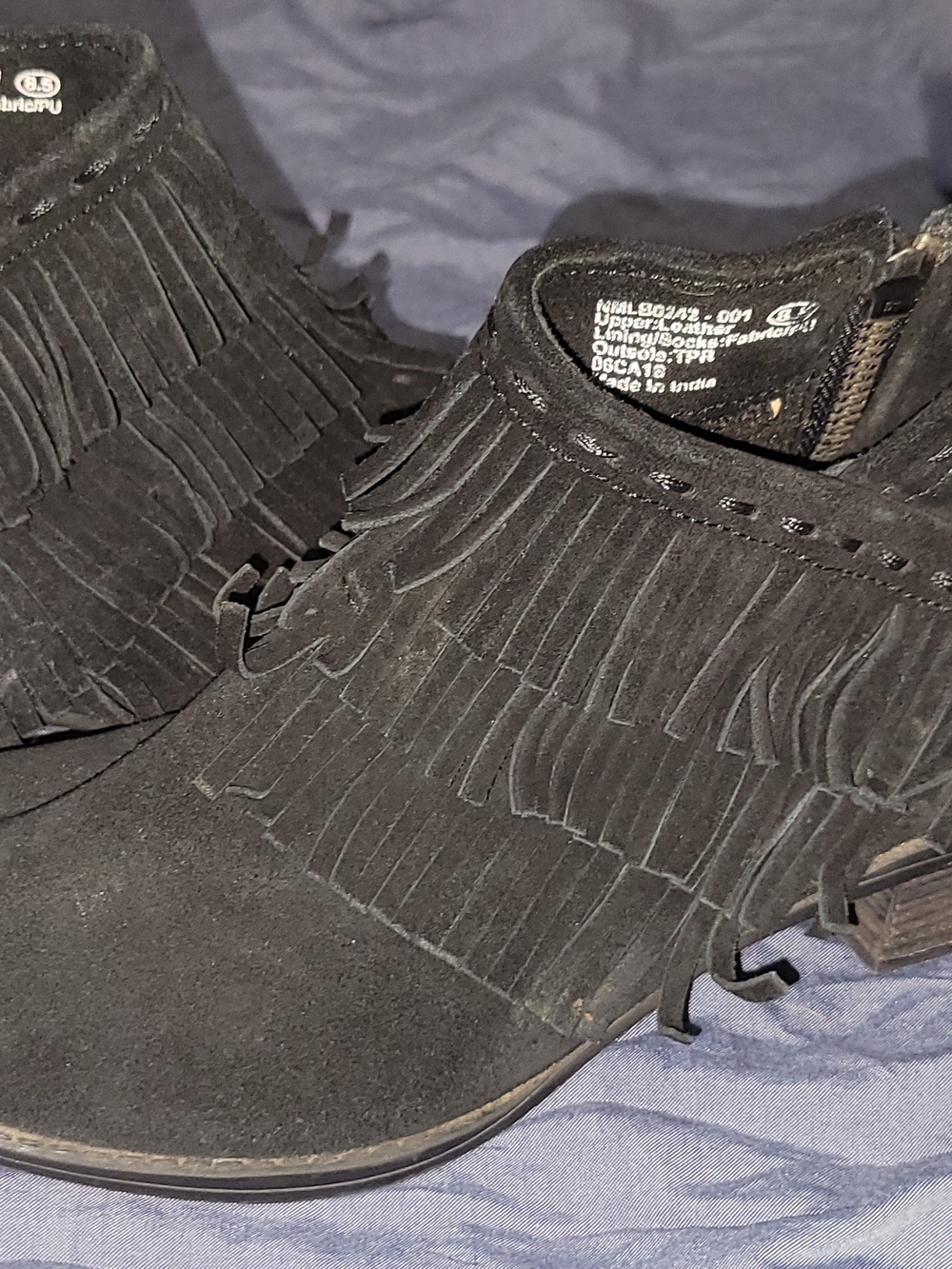Naughty Monkey Black Suede Fringe Ankle Boots - Womens 8.5